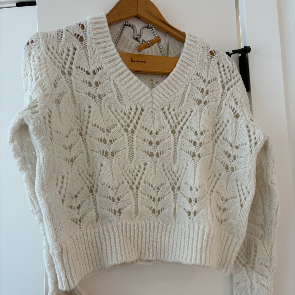 Promod Cream V-Neck Knit Sweater